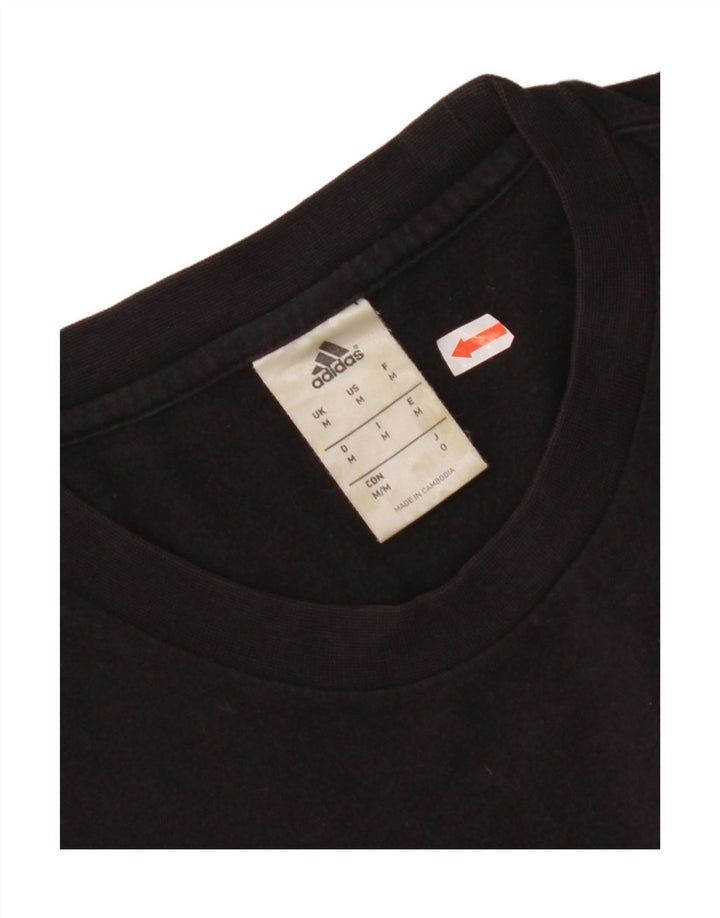 ADIDAS Mens T-Shirt Top Medium Black Striped Cotton