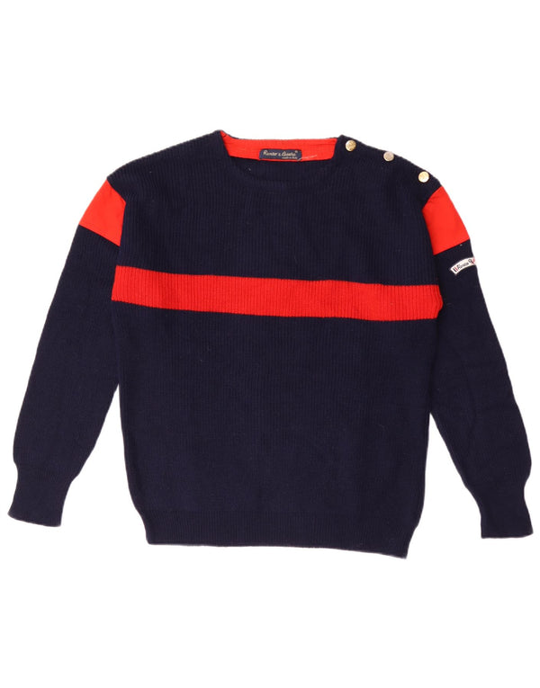 Vintage ženski džemper s okruglim izrezom UK 14 srednje tamnoplave boje