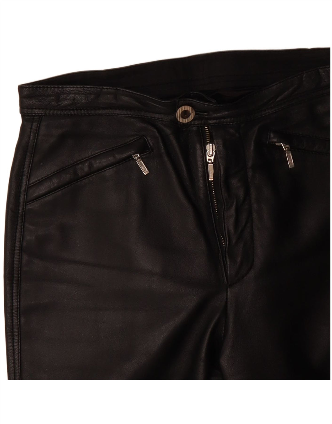 VINTAGE Ženske sužene kožne hlače EU 38 srednje W30 L29 crna koža