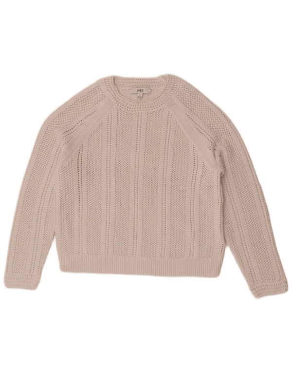 Marks & Spencer ženski kratki džemper s okruglim izrezom UK 14 Medium Off White