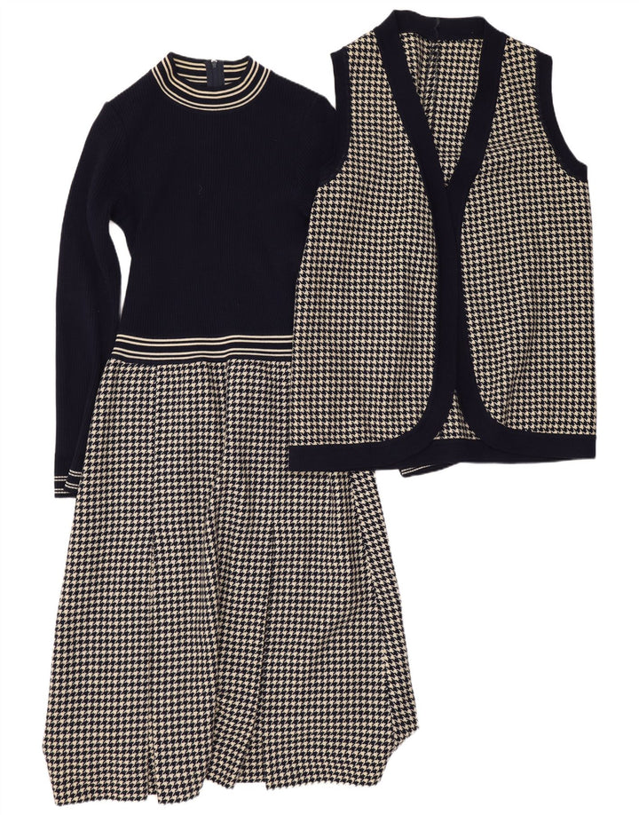 Vintage ženski set od 2 komada UK 12 Srednje tamnoplava houndstooth
