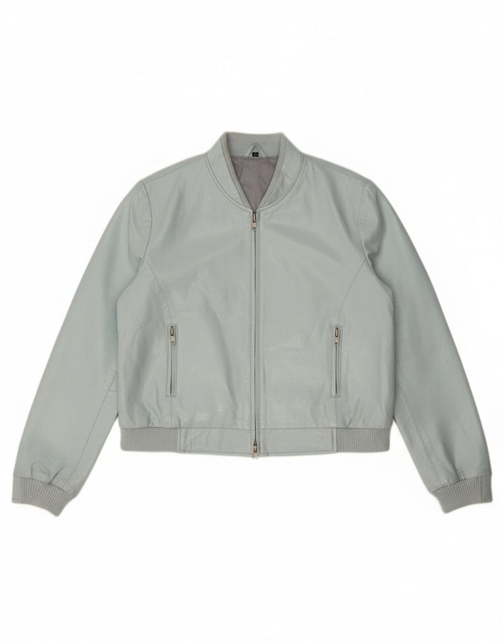 Vintage ženska bomber jakna od umjetne kože IT 44 Srednje plava
