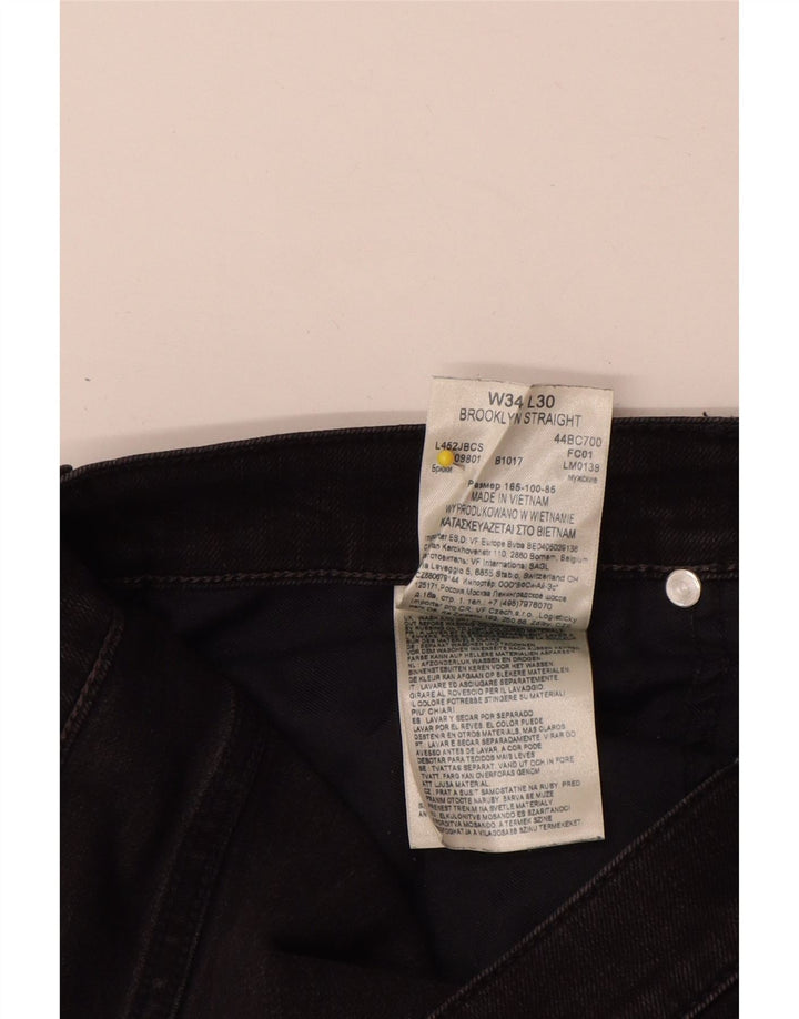 Lee Mens Brooklyn Straight Jeans W34 L30 Crni pamuk