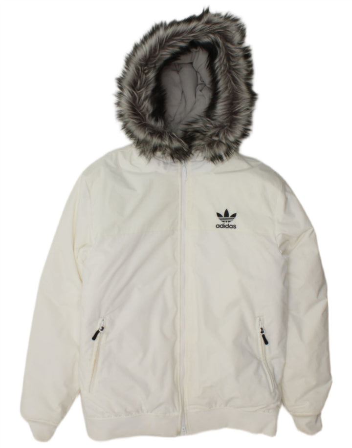 Adidas muška podstavljena bomber jakna s kapuljačom UK 38 Srednje bijeli najlon