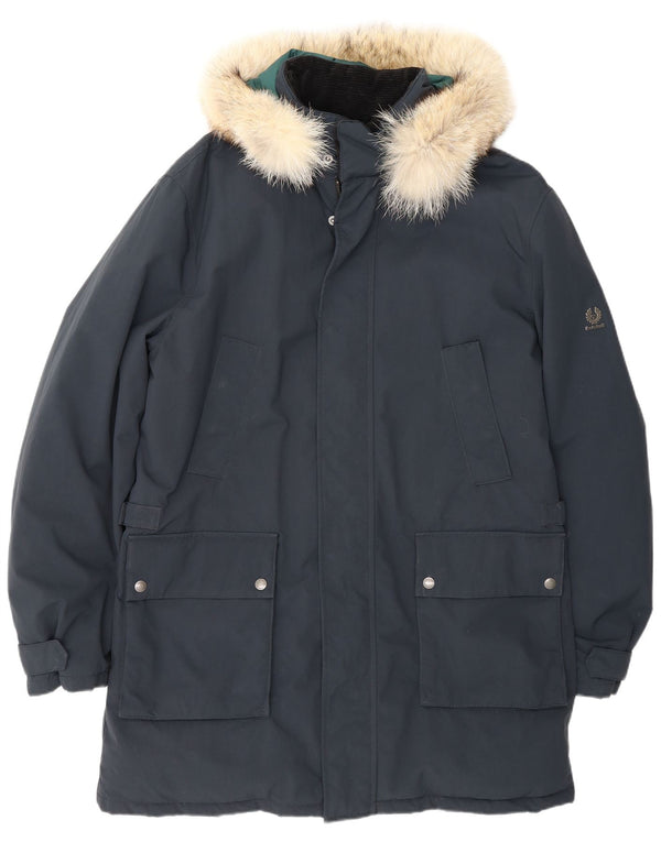 Belstaff muška parka jakna s kapuljačom UK 40 velika tamnoplava najlonska