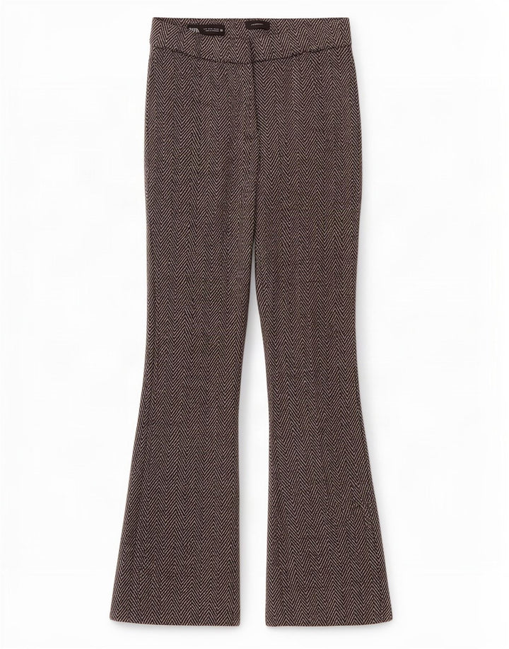 Zara ženske ležerne hlače Bootcut male W26 L29 sivi Chevron poliester