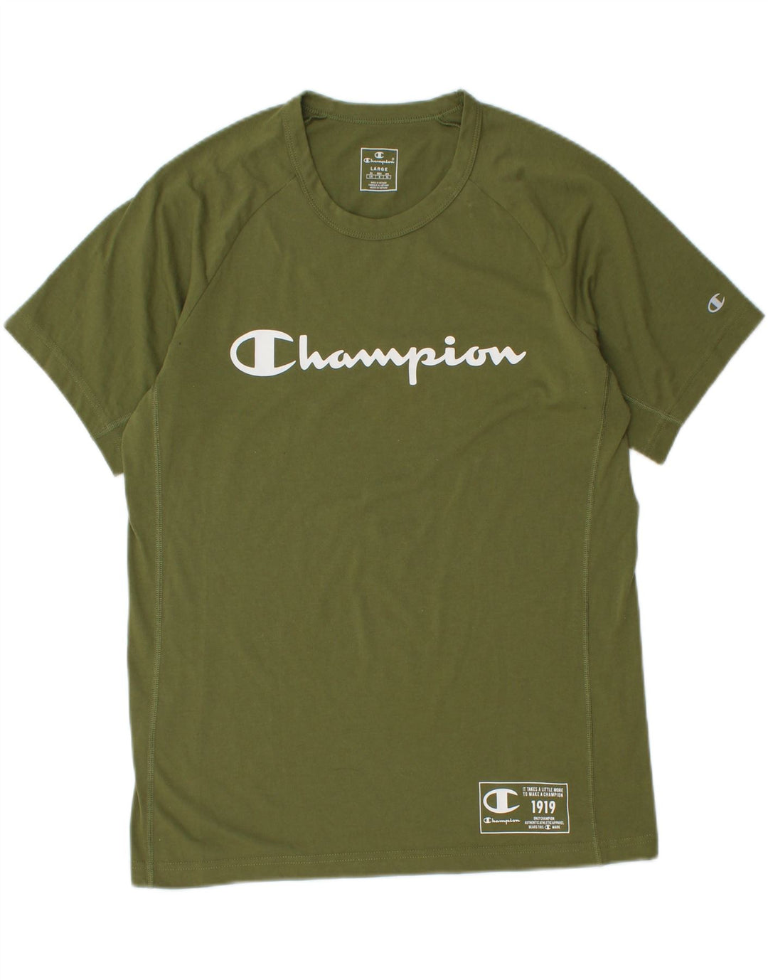 CHAMPION Mens Graphic T-Shirt Top Large Khaki Vintage Champion and Second-Hand Champion from Messina Hembry 