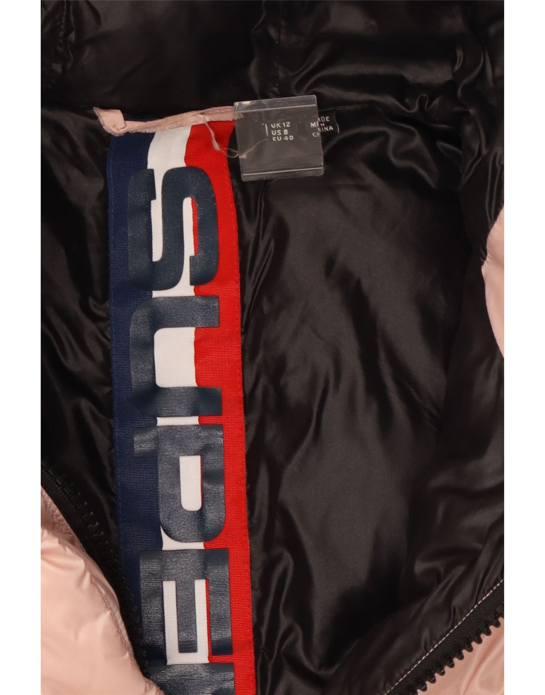 Superdry ženska podstavljena jakna s kapuljačom UK 12 Srednje ružičasti najlon