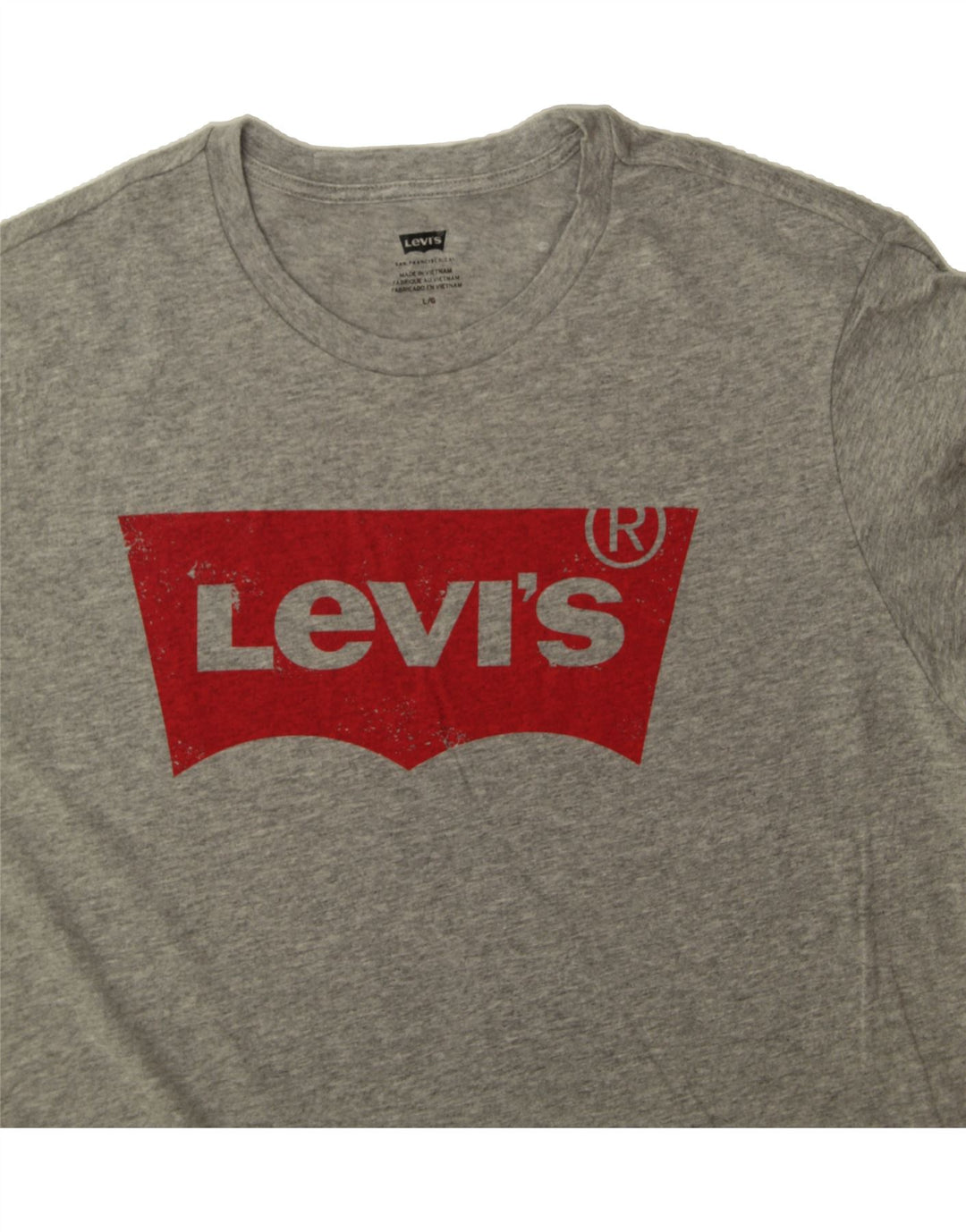 LEVI'S Mens Graphic T-Shirt Top Large Grey Cotton Vintage Levi's and Second-Hand Levi's from Messina Hembry 