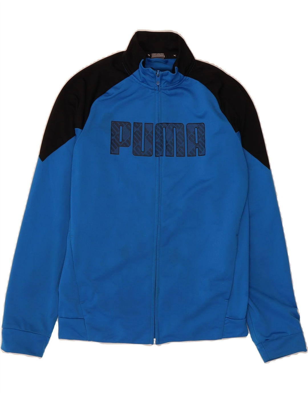 PUMA Boys Graphic Tracksuit Top Jacket 13-14 Years Large Blue Colourblock Vintage Puma and Second-Hand Puma from Messina Hembry 