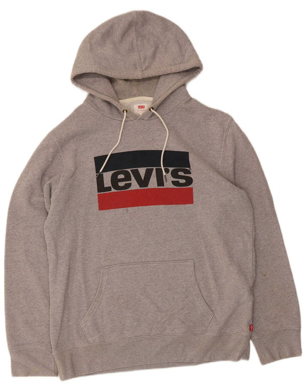 Levi's muška majica s kapuljačom s kapuljačom, veliki sivi pamuk