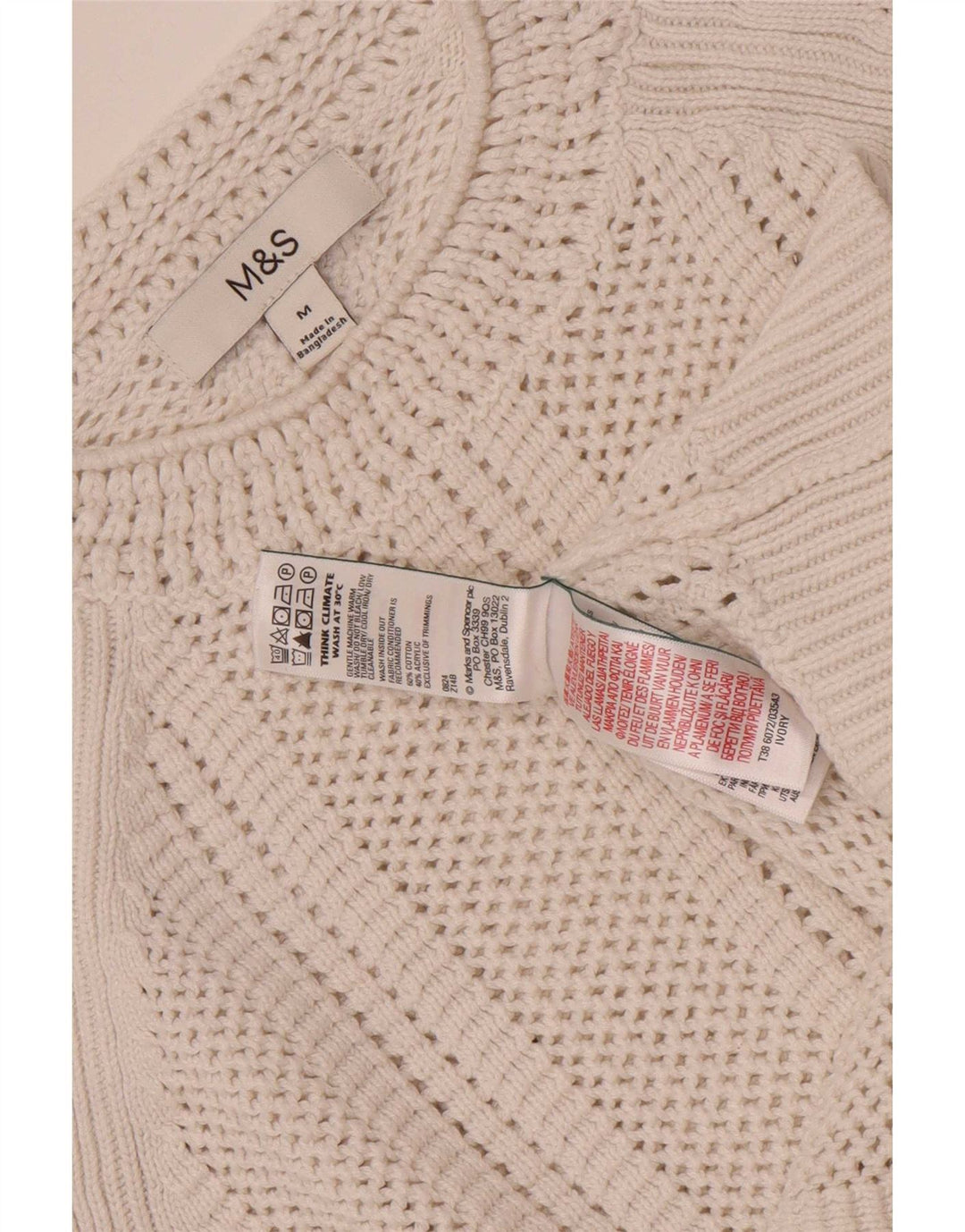 Marks & Spencer ženski kratki džemper s okruglim izrezom UK 14 Medium Off White