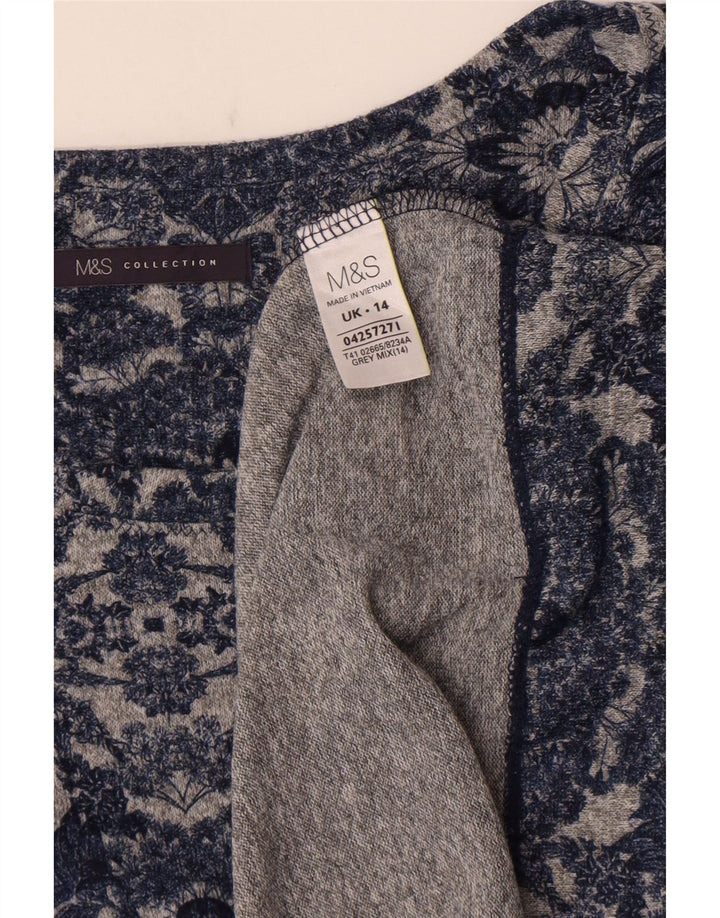 Marks & Spencer ženska majica s tunikom 3/4 rukava UK 14 srednje siva cvjetna