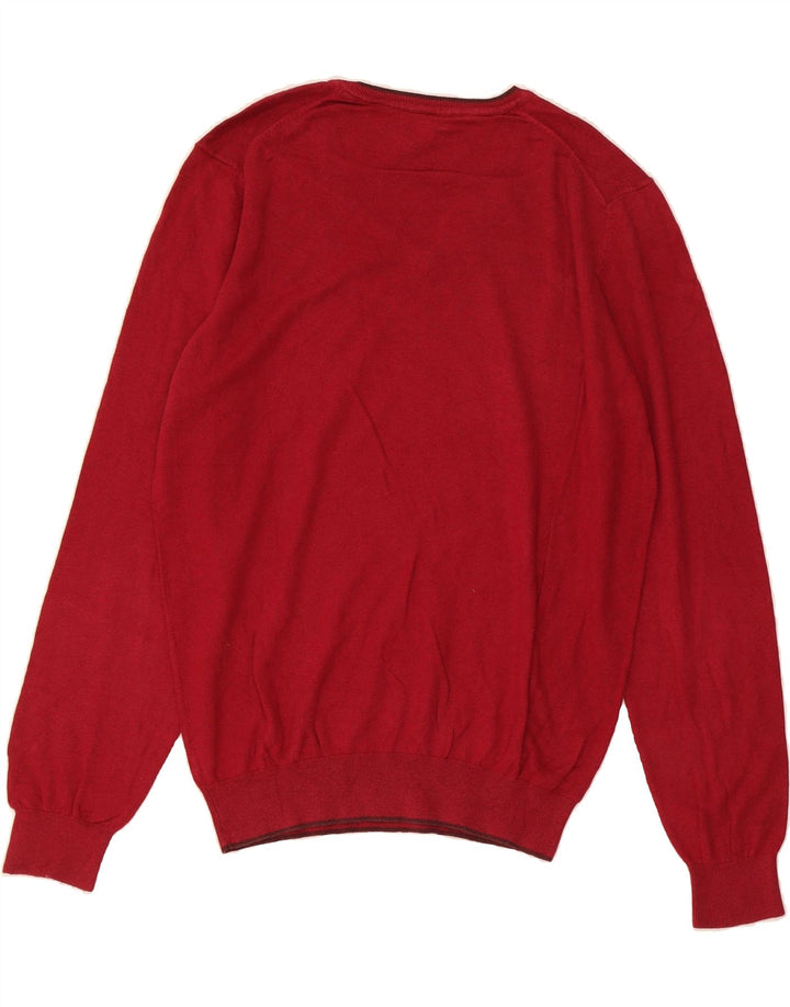 MASSIMO DUTTI Mens V-Neck Jumper Sweater Large Red Vintage Massimo Dutti and Second-Hand Massimo Dutti from Messina Hembry 
