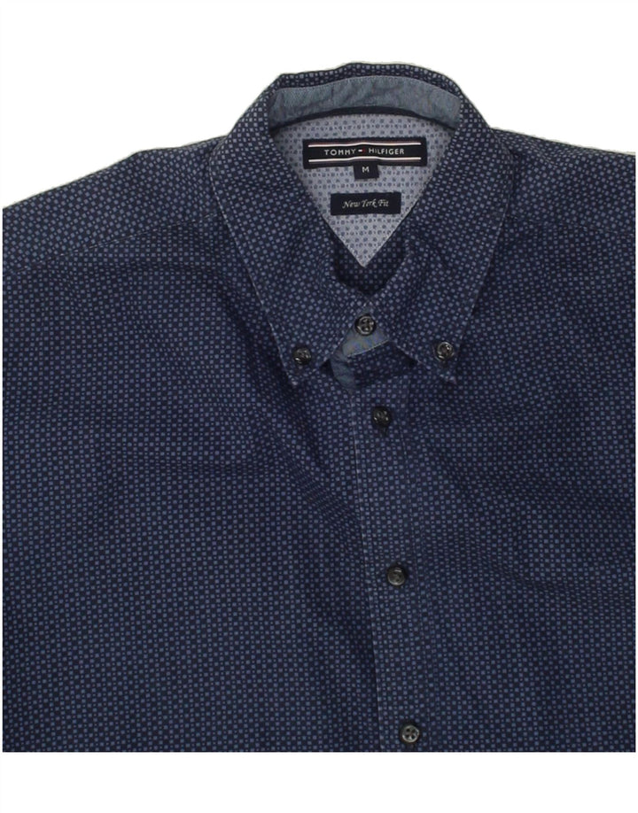TOMMY HILFIGER Mens New York Fit Abstract Pattern Shirt Medium Navy Blue Vintage Tommy Hilfiger and Second-Hand Tommy Hilfiger from Messina Hembry 