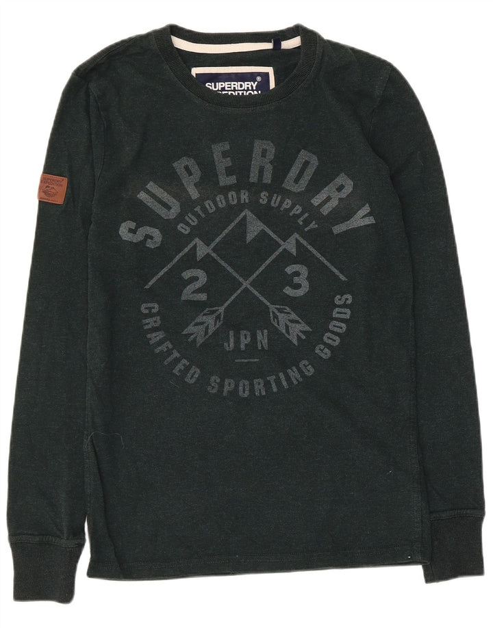 Superdry muška majica dugih rukava s grafikom, mali zeleni pamuk
