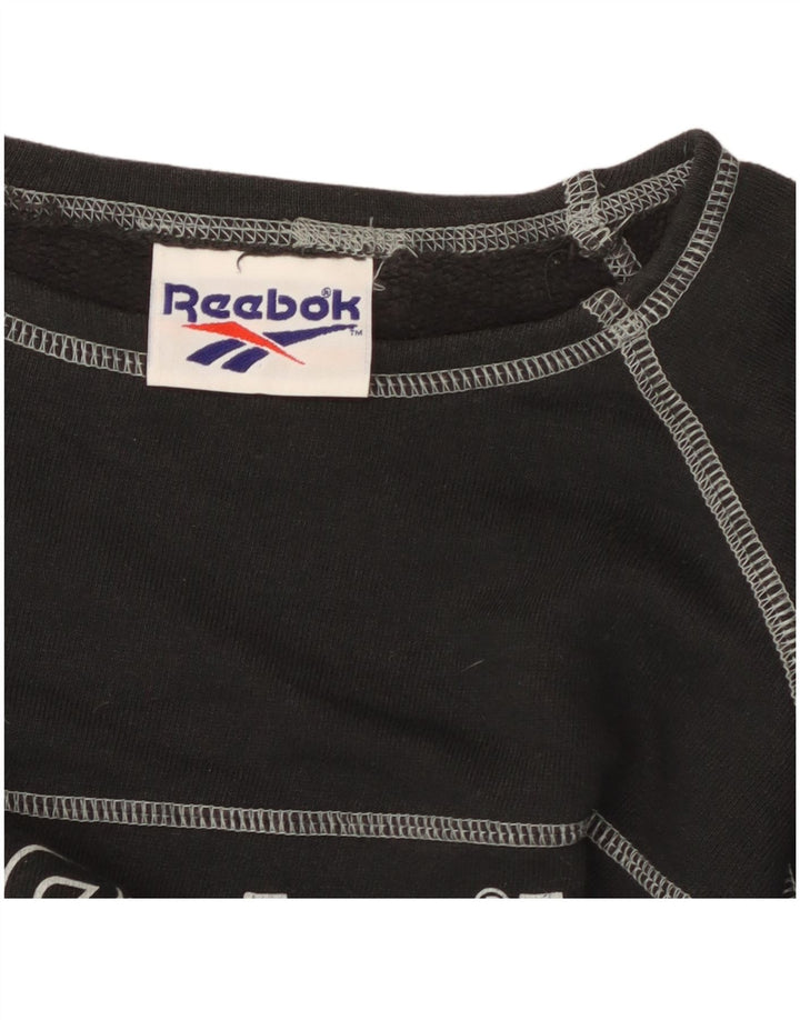 REEBOK Ženska skraćena majica kratkih rukava s grafičkim motivima UK 14 Srednje crni pamuk