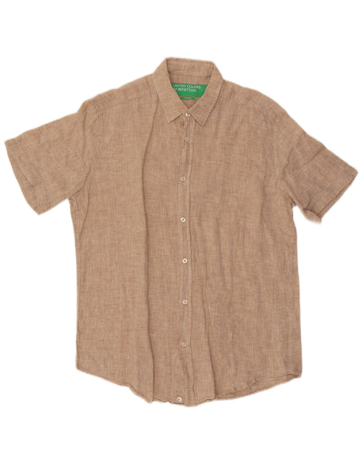 Benetton muška košulja kratkih rukava Large Beige Lan
