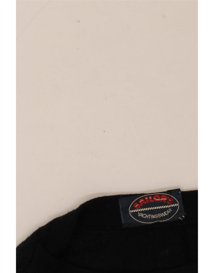 VINTAGE muški džemper s veznim izrezom srednje tamnoplave boje