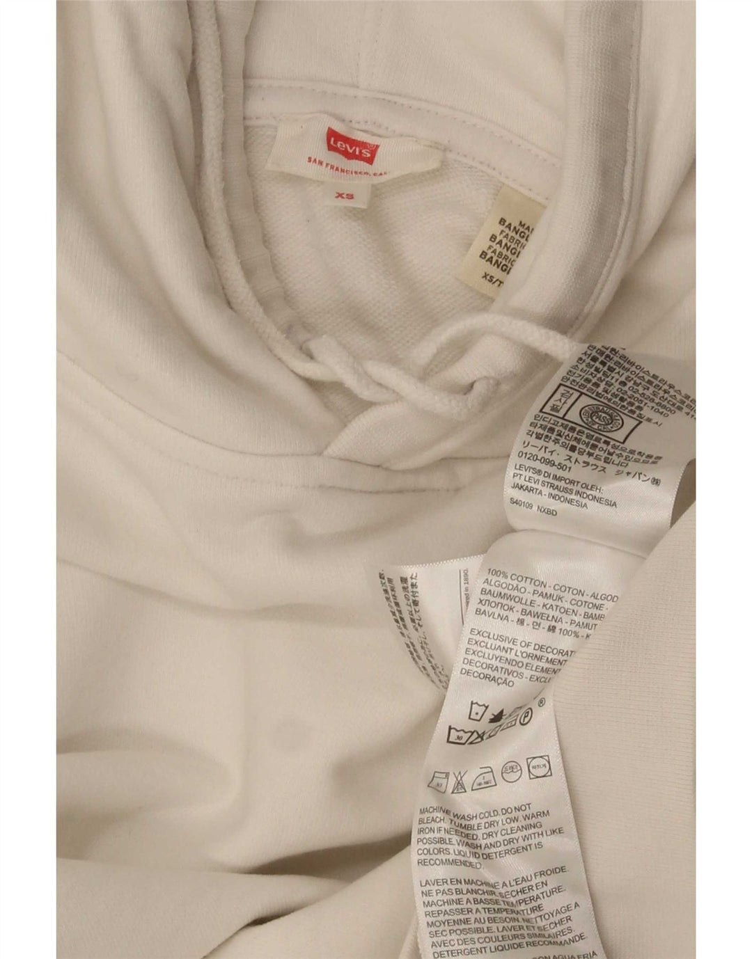 Levi's prevelika muška majica s kapuljačom XS, bijeli pamuk
