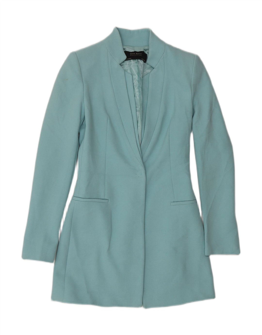 Zara ženska dugačka jakna s 1 gumbom UK 6 XS plavi acetat