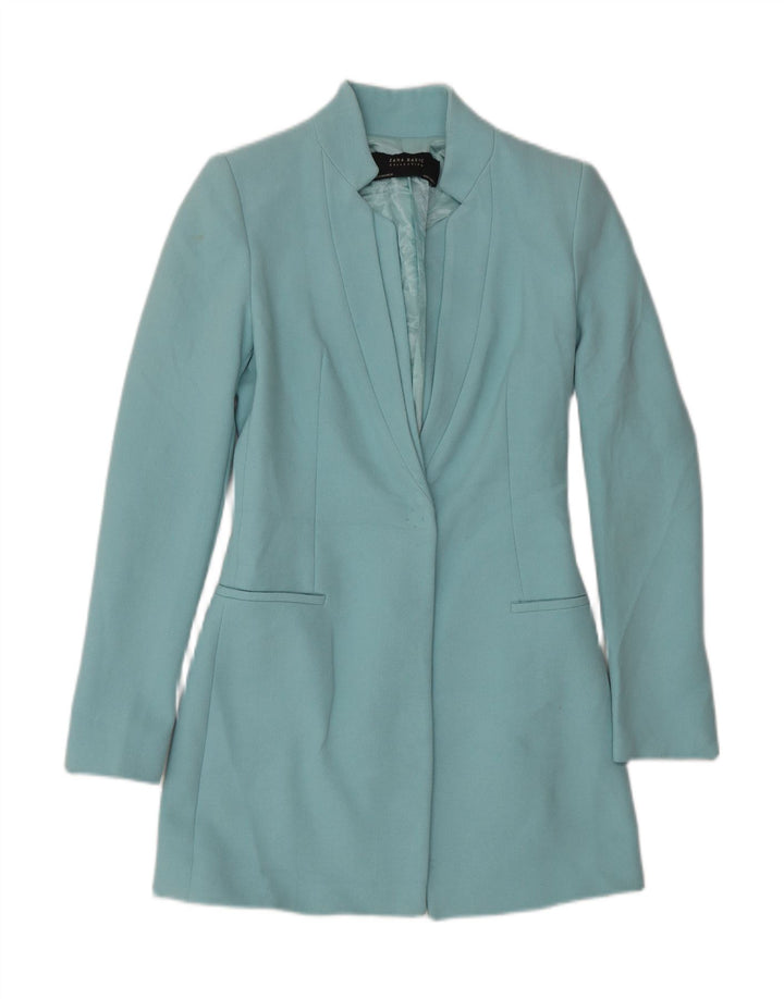 Zara ženska dugačka jakna s 1 gumbom UK 6 XS plavi acetat