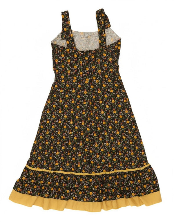 Vintage ženska haljina A-kroja bez rukava UK 4 XS crna cvjetna