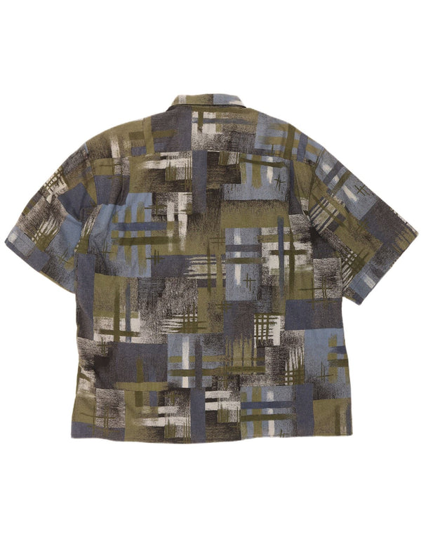 Vintage muška košulja kratkih rukava XL Green Patchwork