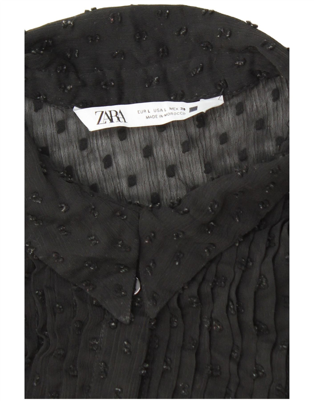 ZARA Womens Shirt Blouse UK 14 Large Black Polyester