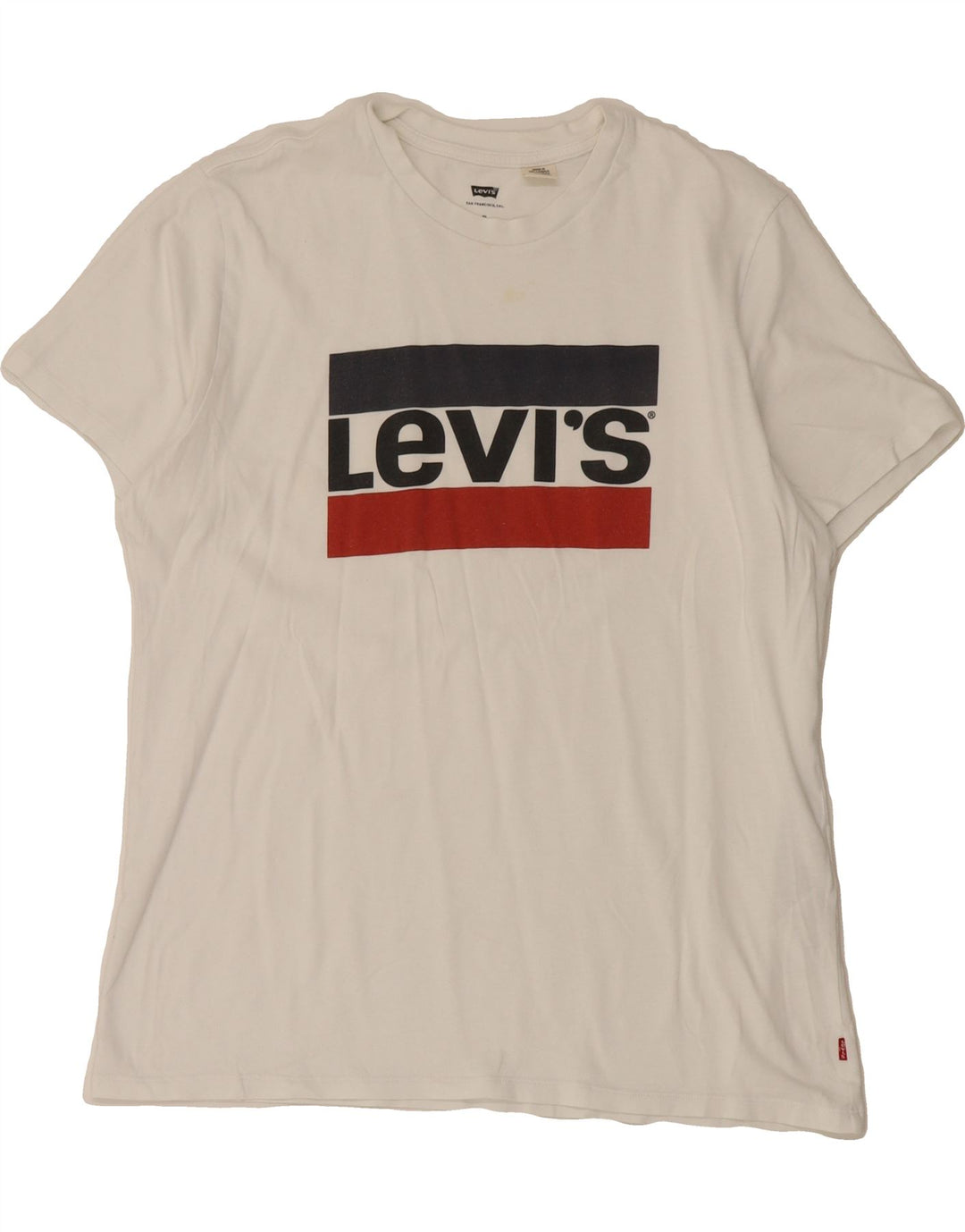 LEVI'S Mens Graphic T-Shirt Top XL White Cotton Vintage Levi's and Second-Hand Levi's from Messina Hembry 