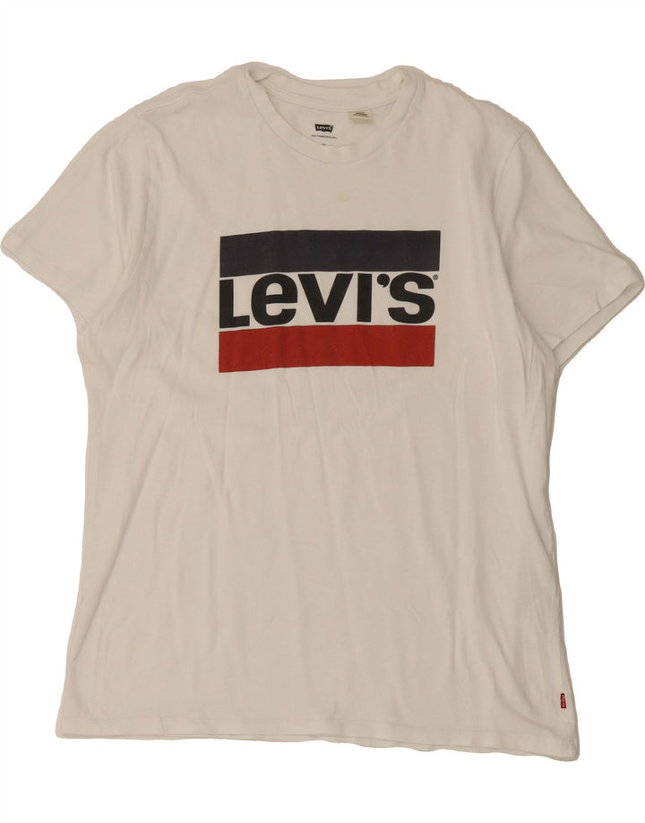 LEVI'S Mens Graphic T-Shirt Top XL White Cotton Vintage Levi's and Second-Hand Levi's from Messina Hembry 