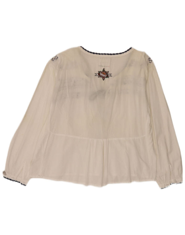 Odd Molly Womens Relaxed Fit Blouse Top Size 3 Large White Geometric Cotton
