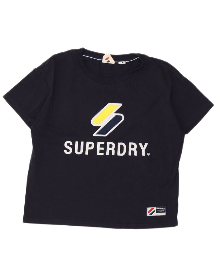 SUPERDRY Ženska grafička majica kratkih rukava UK 12 srednje tamnoplavi pamuk