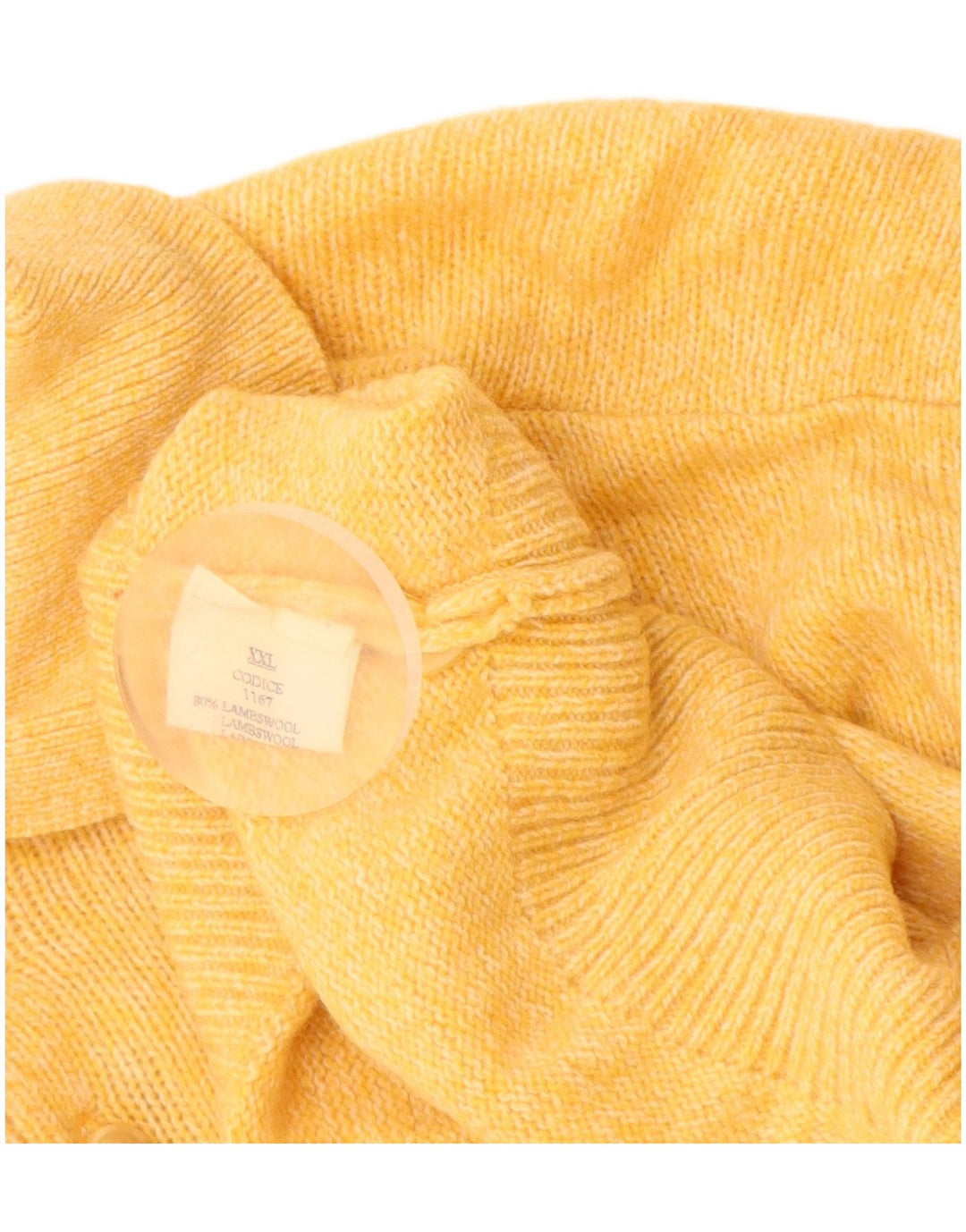 VINTAGE muški pulover s polo ovratnikom 2XL od žute janjeće vune