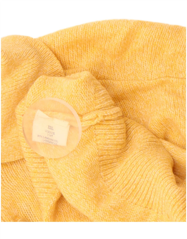 VINTAGE muški pulover s polo ovratnikom 2XL od žute janjeće vune