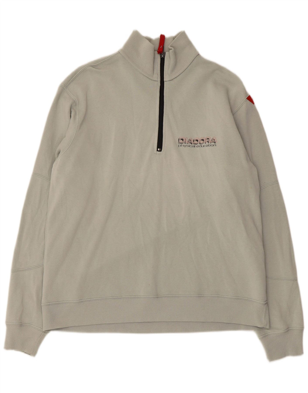 DIADORA Veliki, sivi pamuk, muški džemper s izrezom i patentnim zatvaračem