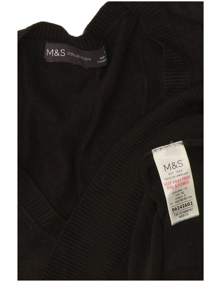 Marks & Spencer ženski džemper s V-izrezom UK 12 Srednje crni akril