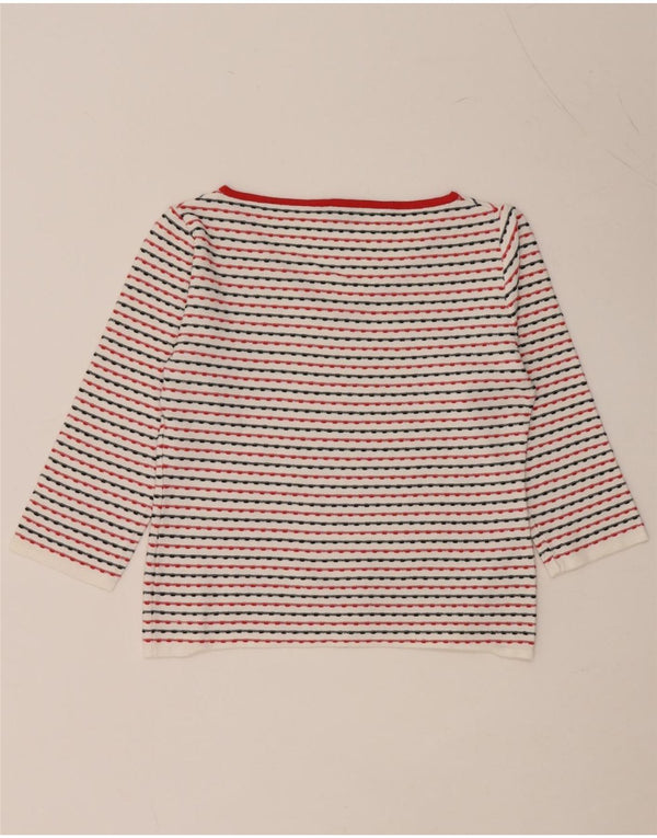 MAX & CO. Ženski kratki top s 3/4 rukavima UK 14, velike bijele pruge od viskoze