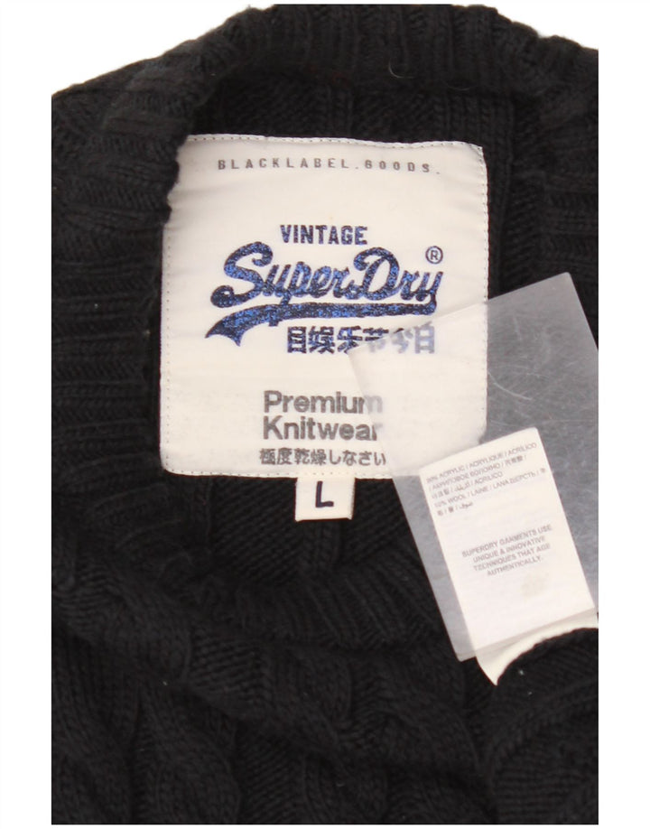 SUPERDRY muški pulover s okruglim izrezom Veliki crni akril