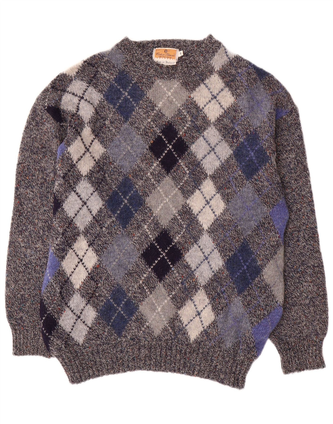 CONTE OF FLORENCE Muški pulover s okruglim izrezom Mali sivi Argyle/Diamond