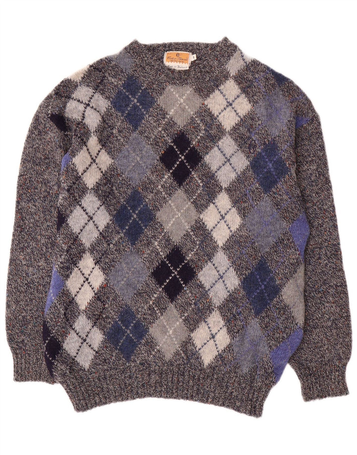 CONTE OF FLORENCE Muški pulover s okruglim izrezom Mali sivi Argyle/Diamond