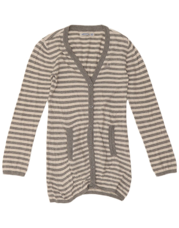 Adidas ženski dugi kardigan džemper IT 34 2XS sivi pamuk na pruge