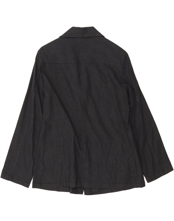 CHERIE Womens 4 Button Blazer Jacket IT 46 Large Black Linen Vintage cherie and Second-Hand cherie from Messina Hembry 