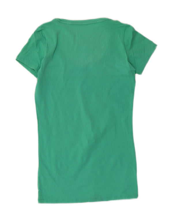 Guess Womens Graphic T-Shirt Top UK 4 XS Green Cotton