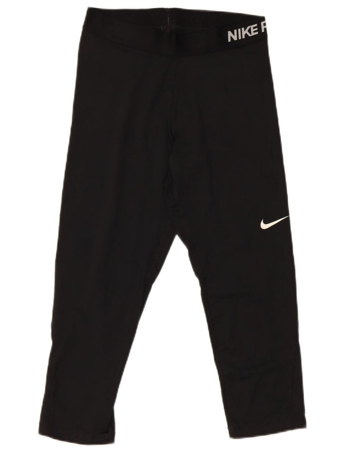 NIKE Womens Dri Fit Graphic Capri Leggings UK 12 Medium  Black Polyester