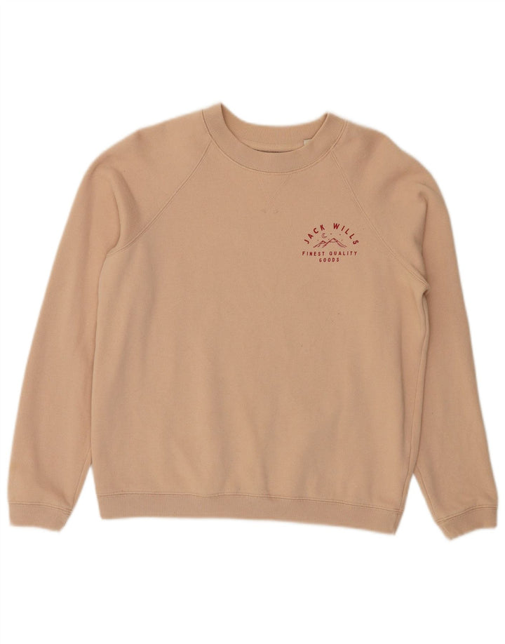 JACK WILLS Womens Sweatshirt Jumper UK 12 Medium Beige Cotton