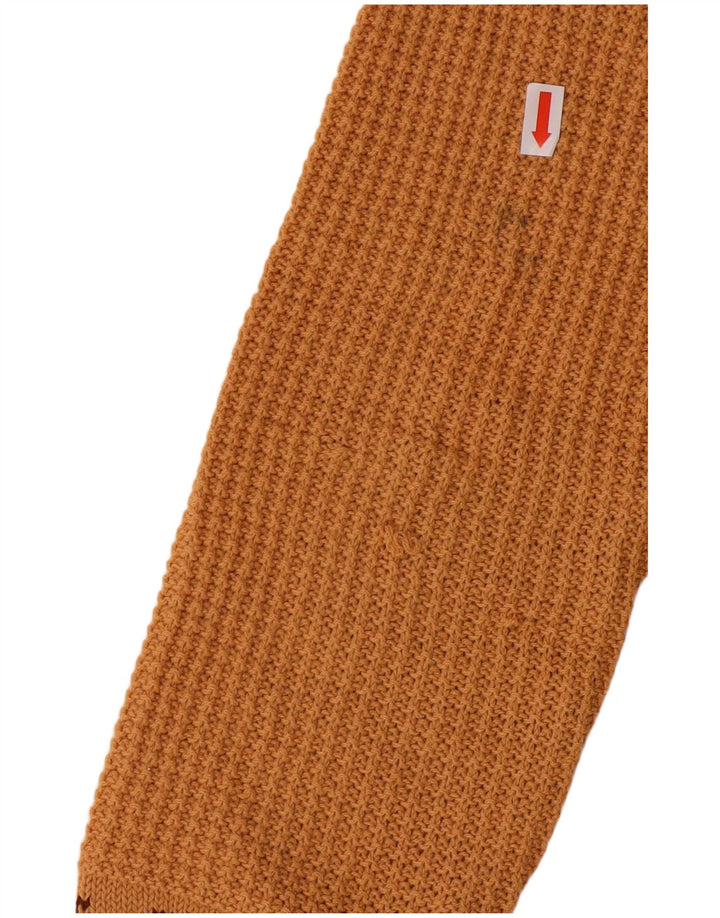 VINTAGE ženski džemper s V-izrezom UK 10 Mali smeđi geometrijski