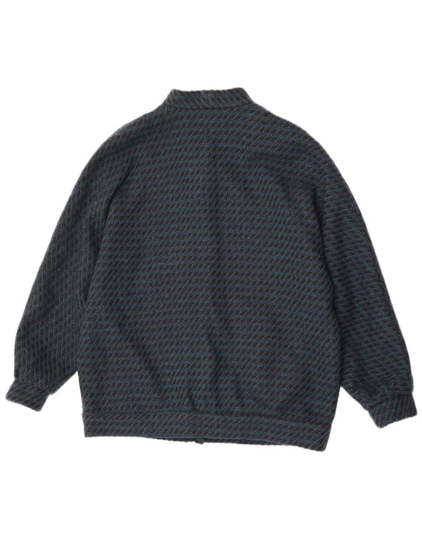 Vintage ženska bomber jakna 3/4 rukava UK 14 velika tamnoplava prugasta