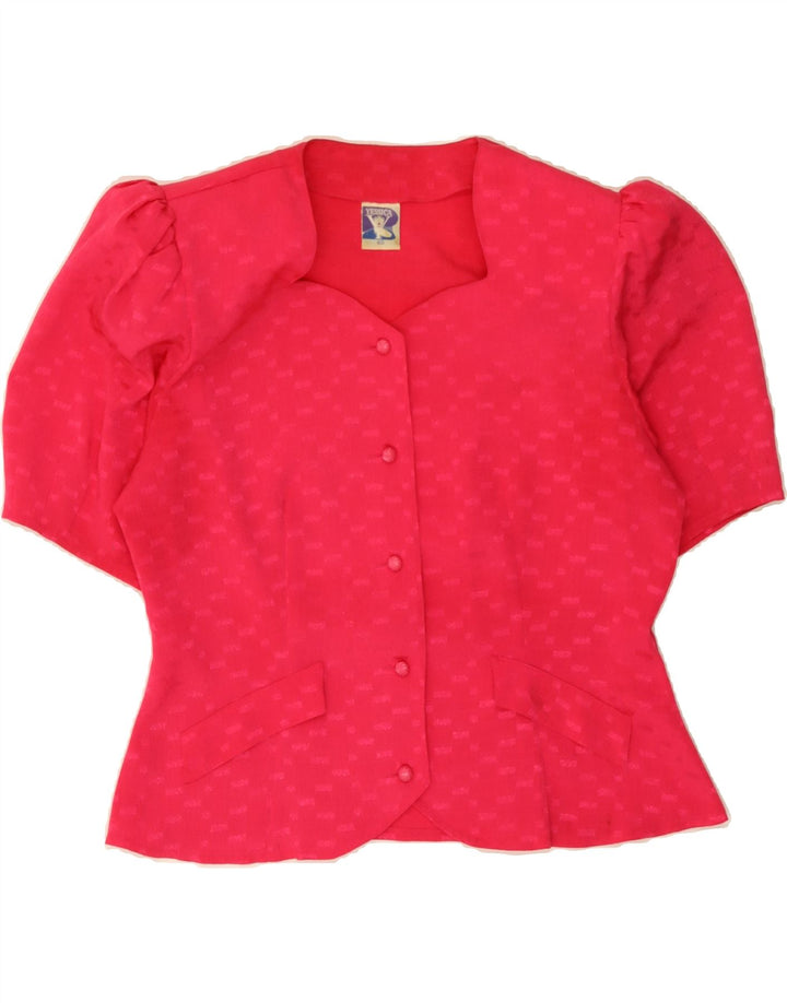 YESSICA Womens Abstract Pattern Blazer Jacket EU 40 Medium Pink Vintage Yessica and Second-Hand Yessica from Messina Hembry 