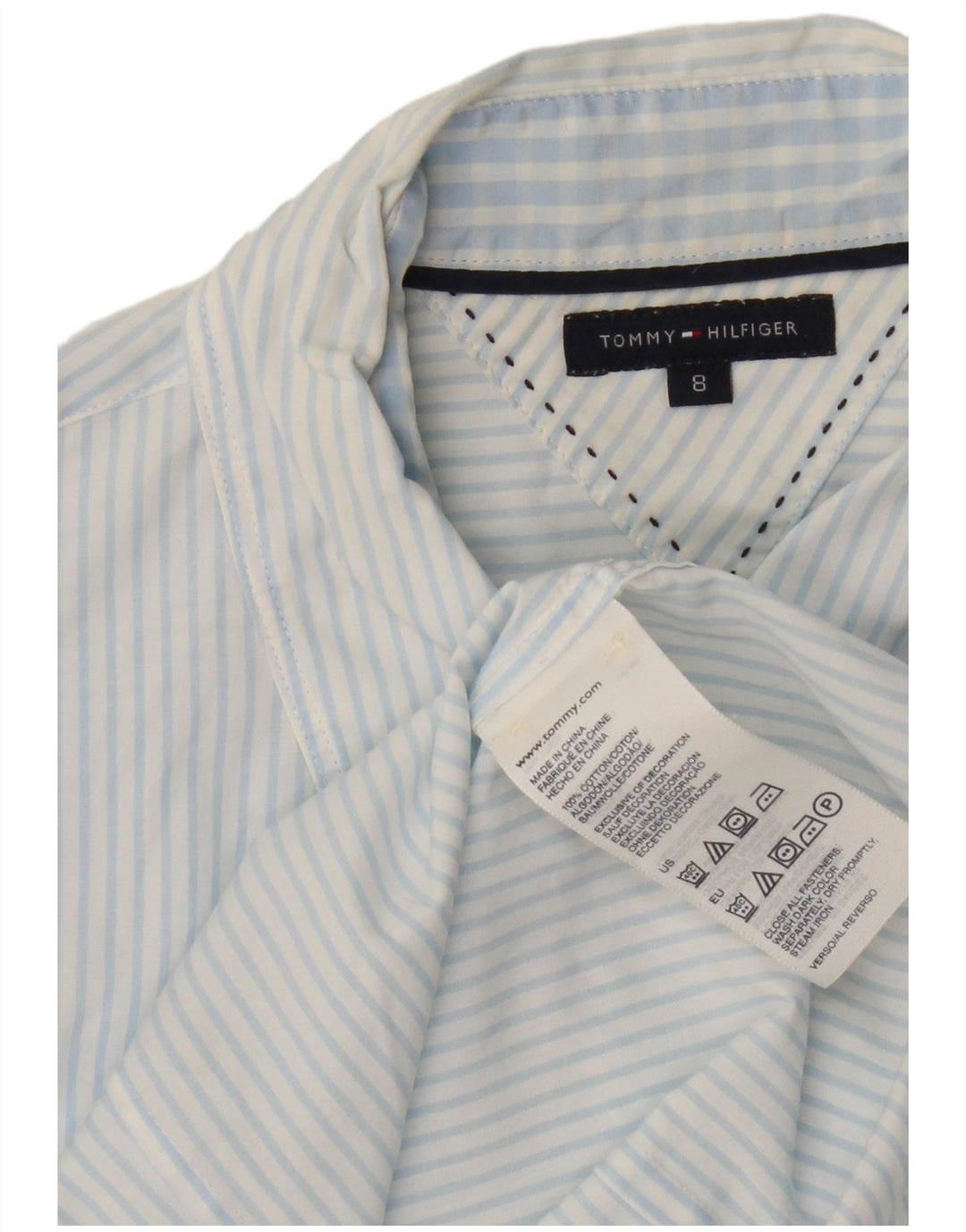 Tommy Hilfiger Ženska košulja US 8 srednje plave pruge, pamuk